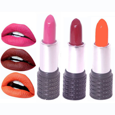 

Makeup Mania Moist. Matte Lipstick, Satin Soft, Vibrant Combo of Three(Maroon, Pink, Orange)
