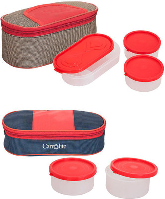 

Philco Combo plastic Solace Red-Brown + Royal Red - Blue 5 Containers Lunch Box(1050 ml), Multicolor