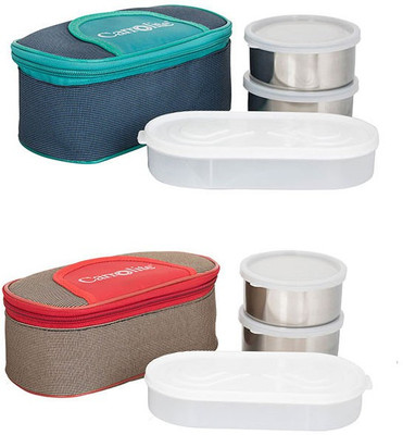

Philco Combo Solace Blue-Green+ Solace Red-Brown 6 Containers Lunch Box(1300 ml), Multicolor