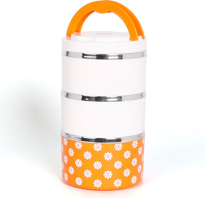 

Jayco Insulated Venice 3 Designed Multi layers Lunch box 3 Containers Lunch Box(1480 ml), Orange;white