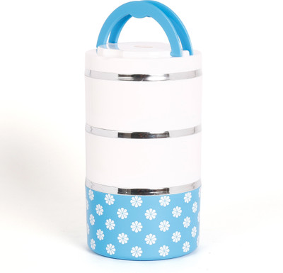 

Jayco Insulated Venice 3 Designed Multi layers Lunch box 3 Containers Lunch Box(1480 ml), Blue;white