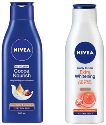 

Nivea COCOA NOURISH OIL IN LOTION 200 ML+EXTRA WHITENING CELL REPAIR SPF 15 BODY LOTION 200 ML(200 ml)