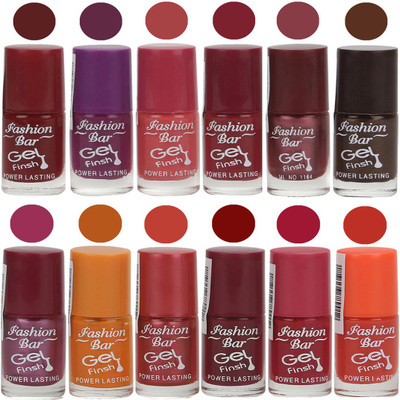 

Fashion Bar Stylish Color Nail polish Set 46 Multicolor(Pack of 12)