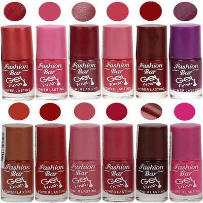 

Fashion Bar Stylish Color Nail polish Set 70 Multicolor(Pack of 12)
