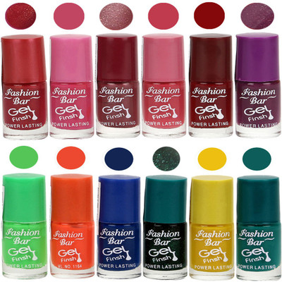 

Fashion Bar Stylish Color Nail polish Set 72 Multicolor(Pack of 12)
