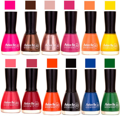 

Fashion Bar Morden shade Nail Polish 10 Multicolor(Pack of 12)
