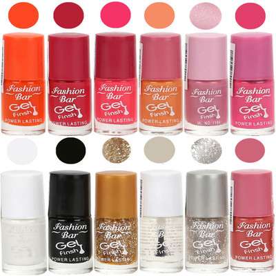 

Fashion Bar Stylish Color Nail polish Set 74 Multicolor(Pack of 12)
