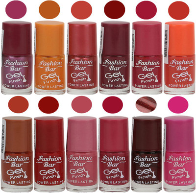

Fashion Bar Stylish Color Nail polish Set 65 Multicolor(Pack of 12)