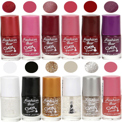 

Fashion Bar Stylish Color Nail polish Set 68 Multicolor(Pack of 12)