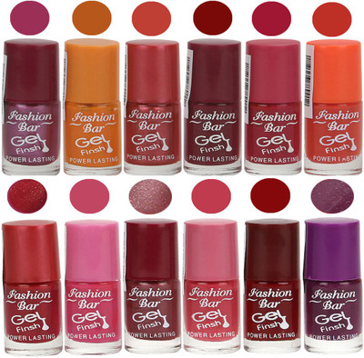 

Fashion Bar Stylish Color Nail polish Set 61 Multicolor(Pack of 12)