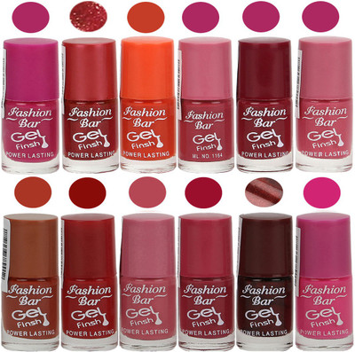 

Fashion Bar Stylish Color Nail polish Set 83 Multicolor(Pack of 12)