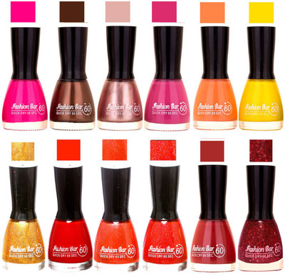 

Fashion Bar Morden shade Nail Polish 14 Multicolor(Pack of 12)