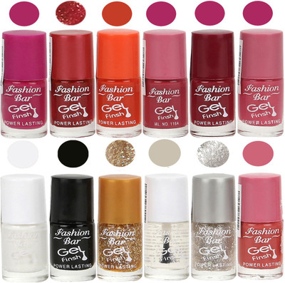 

Fashion Bar Stylish Color Nail polish Set 79 Multicolor(Pack of 12)