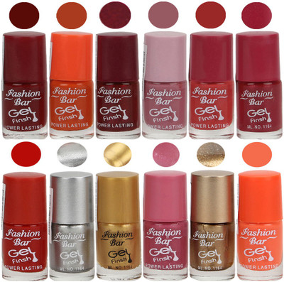 

Fashion Bar Stylish Color Nail polish Set 59 Multicolor(Pack of 12)