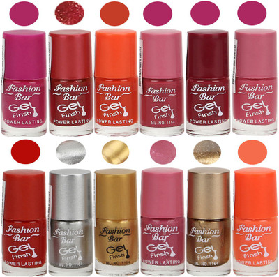 

Fashion Bar Stylish Color Nail polish Set 84 Multicolor(Pack of 12)