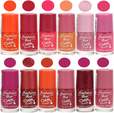 

Fashion Bar Stylish Color Nail polish Set 75 Multicolor(Pack of 12)