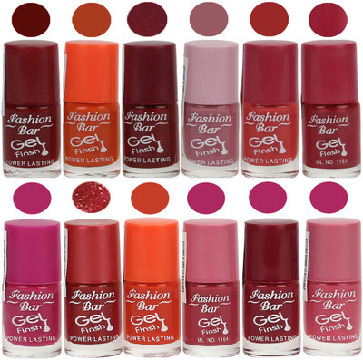 

Fashion Bar Stylish Color Nail polish Set 57 Multicolor(Pack of 12)