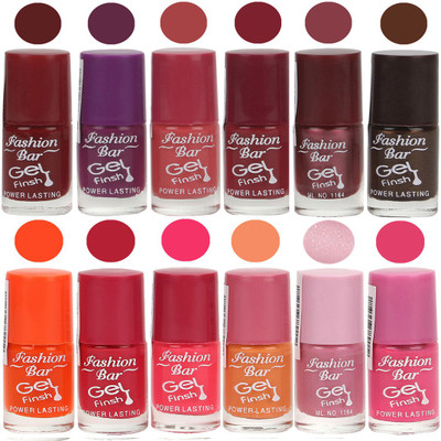 

Fashion Bar Stylish Color Nail polish Set 48 Multicolor(Pack of 12)