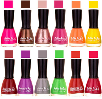 

Fashion Bar Morden shade Nail Polish 13 Multicolor(Pack of 12)