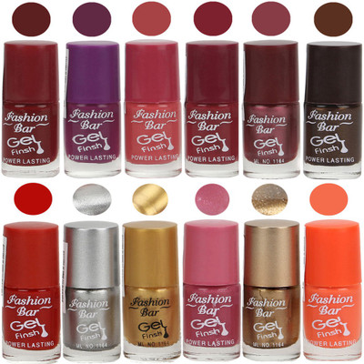 

Fashion Bar Stylish Color Nail polish Set 51 Multicolor(Pack of 12)