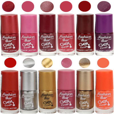 

Fashion Bar Stylish Color Nail polish Set 71 Multicolor(Pack of 12)