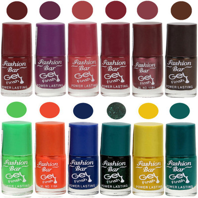 

Fashion Bar Stylish Color Nail polish Set 52 Multicolor(Pack of 12)
