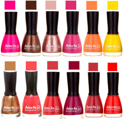 

Fashion Bar Morden shade Nail Polish 12 Multicolor(Pack of 12)