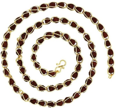 SHIVOHAM 24K Gold Rudraksha Mala Brass Necklace