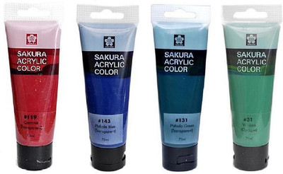 

Sakura Acrylic Color Tube(Set of 1, Carmine, Phthalo Blue, Phthalo Green, Viridian)