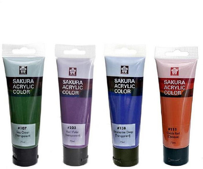 

Sakura Acrylic Color Tube(Set of 1, Sap Green, Red Violet, Ultramarine Deep, Oxide Red)