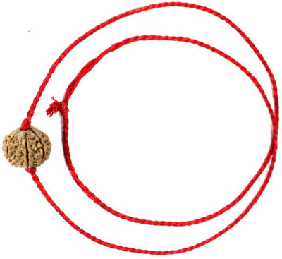 SHIVOHAM 3 Mukhi Rudraksha Wood With Red Silk Dori Wood Pendant