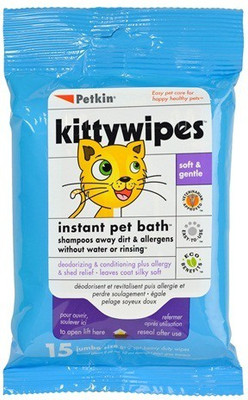 

petkin Kittywipes Intant pet bath 15 jumbo coat wipes Pet Ear Eye Wipes(Pack of 15)