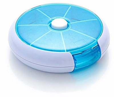 

Smartcraft 1 Week Smartcraft Button Pill Box - Blue , Perfect Size for a 7 Day Round Pill Organizer Case, Small Portable Medicine Weekly Pill Box Once a Day, Vitamin Fish Oil Container Planner Pill Box(Multicolor)
