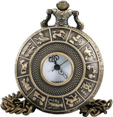 

Young & Forever On Time Retro Antique Designer Premium Vintage Constellation Zodiac Signs Pocket N80476 Bronze Alloy Pocket Watch Chain