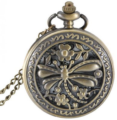 

Young & Forever On Time Retro Antique Designer Premium Vintage Dragon Fly Pocket N80479 Bronze Alloy Pocket Watch Chain