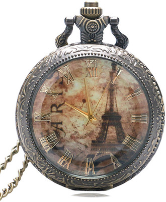 

Young & Forever On Time Retro Antique Designer Premium Vintage Eiffel Tower Pocket Watch N80475 Bronze Alloy Pocket Watch Chain