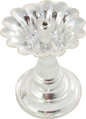 

GoldGiftIdeas Small Size Flower Diya for Pooja, Pooja Items for Home, Silver Plated(Silver)