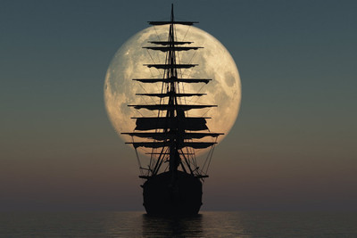 

SAILING BY MOONLIGHT QUOTE Paper Print(12 inch X 18 inch)