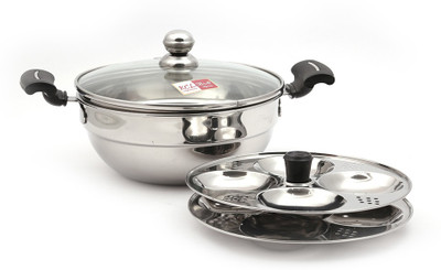

KCL Multi Kadai Kadhai 12 cm with Lid(Stainless Steel, Induction Bottom), Multicolor