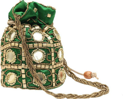 

Apro Ethnic silk mirror beautiful potli bag Potli ( Green ) Potli(Pink)