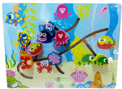 

TALKING GANESHA Wooden Learning Puzzle Matching Mind game for children to increase their Brain IQ (Sea Animals)(1 Pieces)