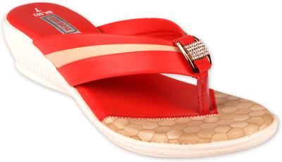 

Pipilika Women RED & CAMEL Wedges