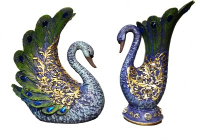 

Clouds Gallery Clouds Gallery Beautiful Blue & Golden Swan Set of Two Decorative Showpiece - 38 cm(Polyresin, Blue)