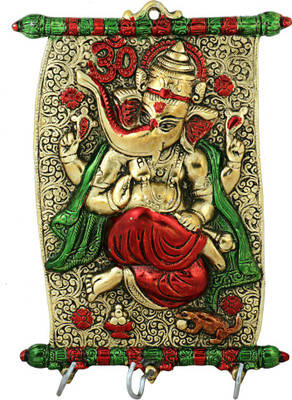 Ratnatraya Rajasthani Art Ganesha Key Holder Home Décor Wall Hanging Showpiece Showpiece - 9 cm(Alloy, Multicolor) available at flipkart for Rs.574