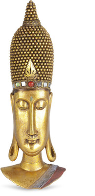 

@home Buddha Face Decorative Showpiece - 37 cm(Polyresin, Gold)