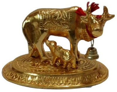 

AIR9999 MATA KAMDHENU WITH CALF IDOL STATUE IN WHITE METAL (IN GOLDEN COLOR) Decorative Showpiece - 5 cm(Zinc, Gold)