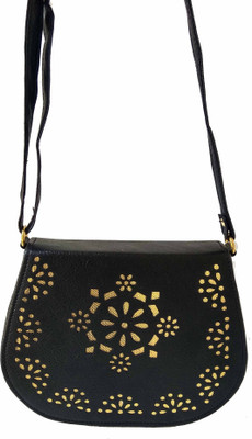

ALIVE Girls Casual Black Leatherette Sling Bag