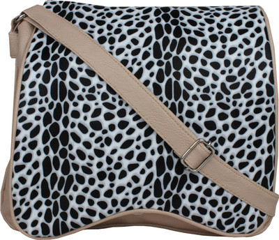 

Rekha Collection Women Casual Beige, Black PU Sling Bag