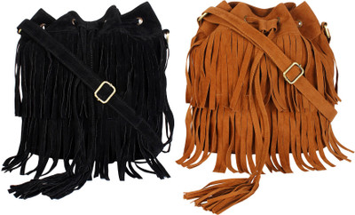

Lychee Bags Girls Casual Black, Tan PU Sling Bag