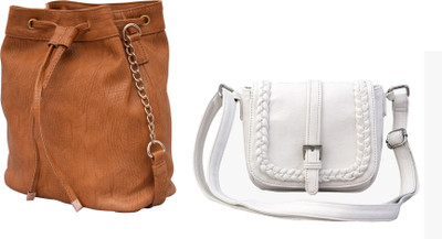 

Lychee Bags Girls Casual Tan, White PU Sling Bag